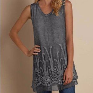 Soft Surroundings Embroidered &‎ Sequin Silk Sleeveless Tunic Shirt/Dress Size M